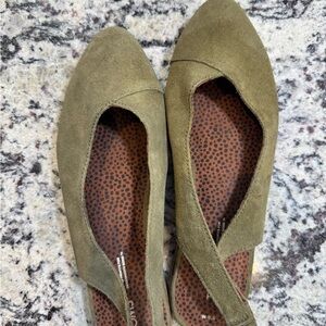 Olive Green Suede Women's Flats